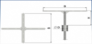 3П2-О - Т-образный кронштейн для прожекторов на обечайке						